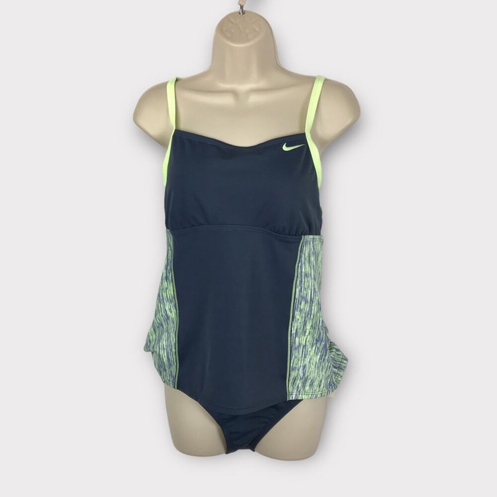 Nike NWT 2 Piece Swimsuit Tankini Top & Bikini Bottom Navy Blue Size 14